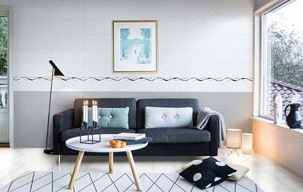 Hình ảnh gạch tạo điểm nhấn cho phòng khách và chống ẩm cho tường
